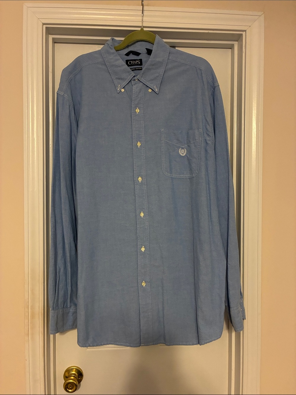 Chaps Men's Classic Oxford 2XLT Light Blue Long-Sleeve Button-Down Shirt